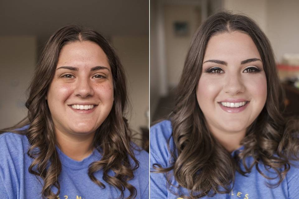 Wedding look before and after