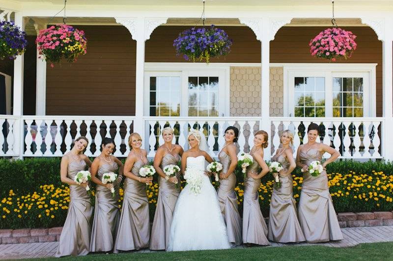 The bride with her bridesmaids