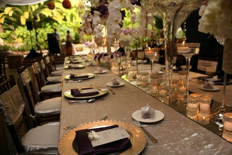 Table setup with centerpiece