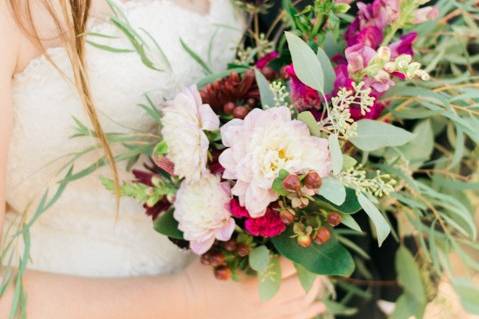 Holding the bouquet