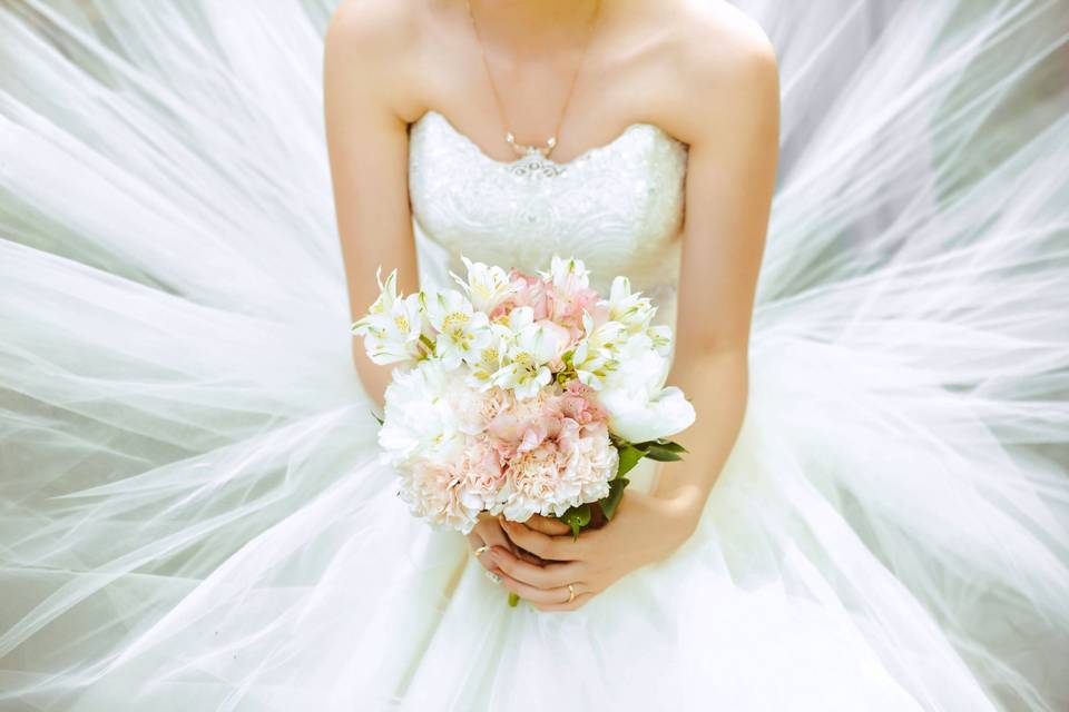Holding bouquet