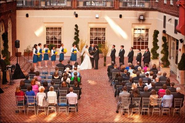 Bride and groom having fun