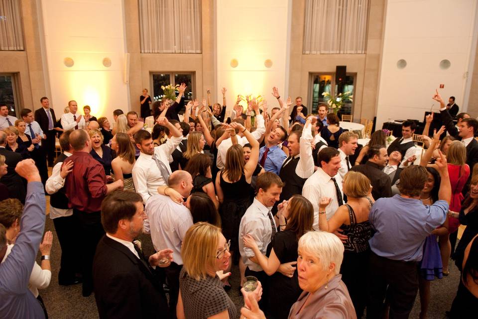 Newlyweds and their guests having fun