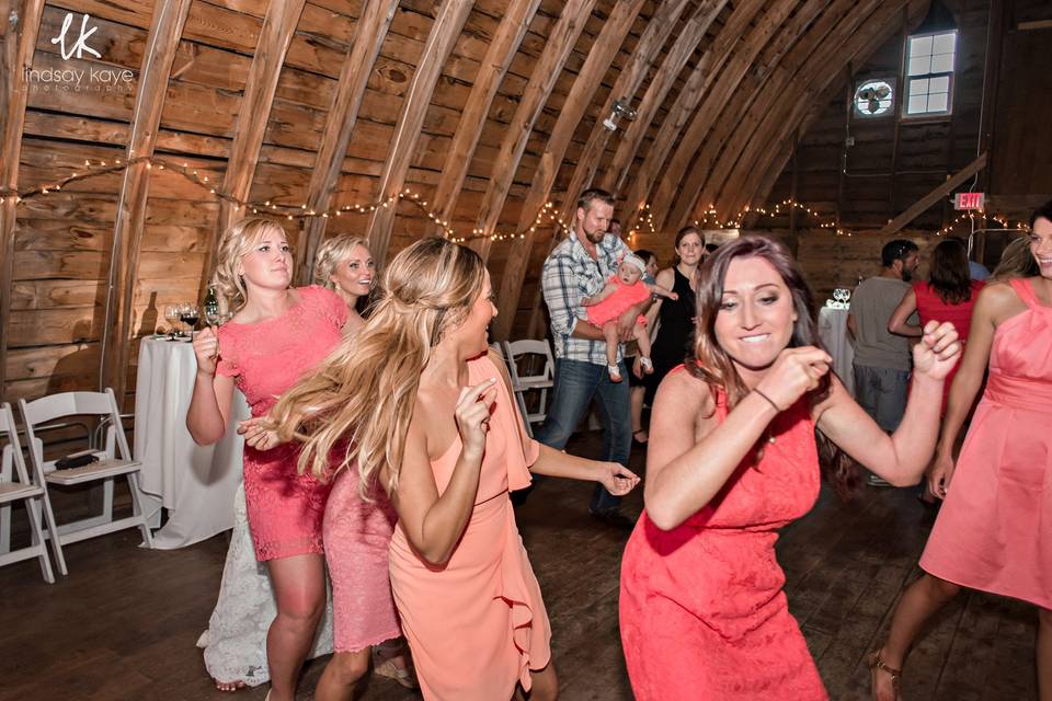 Bridal party on the dance floor