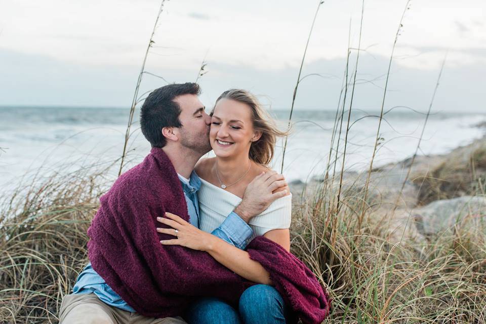 Engagement shoot by the sea