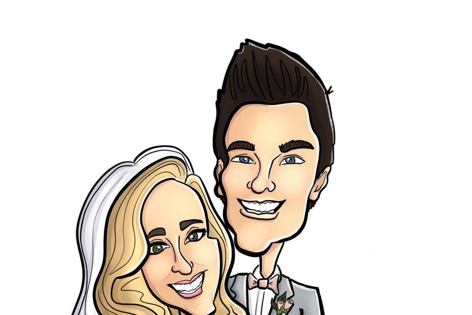 Digital caricature of the happy couple