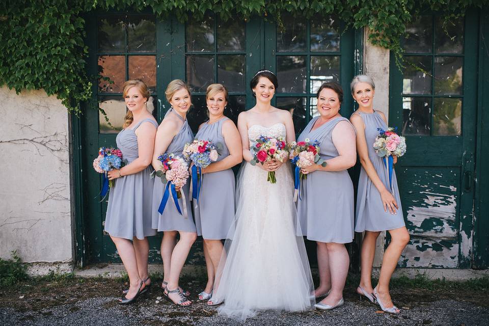 Bride and her bridesmaids