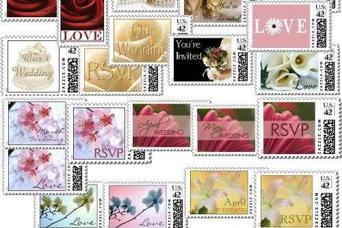 Custom wedding stamps, Spring wedding stamps, RSVP postage, Love stamps