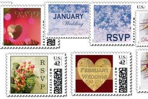 Winter wedding stamps