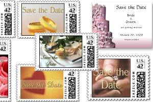Save the date postcards, save the date postage stamps