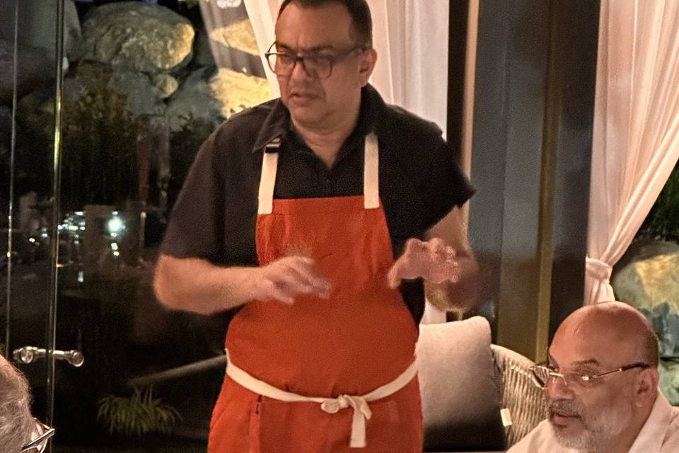 Chef Jay discussing the menu