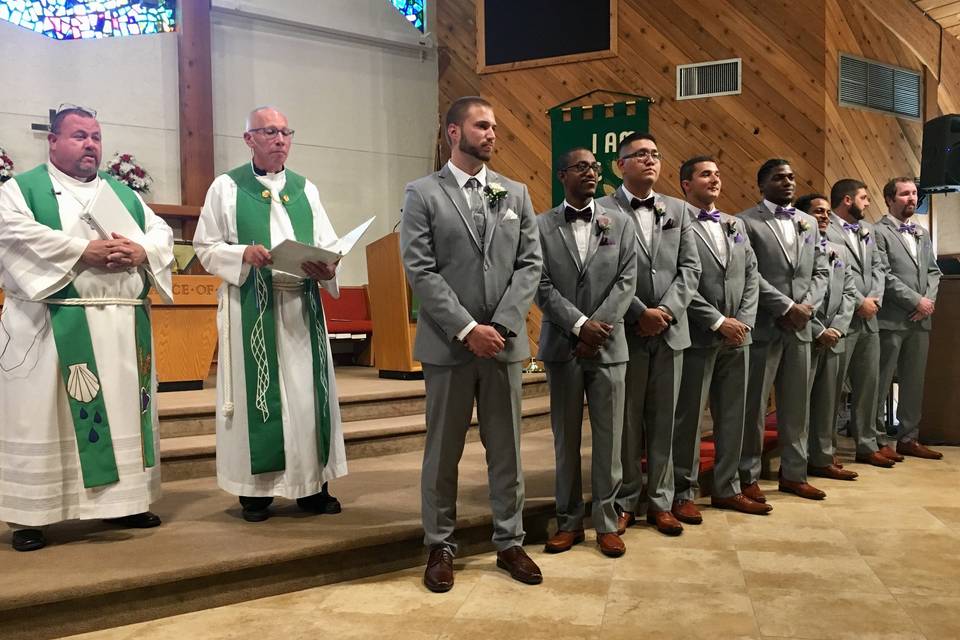 Groomsmen at ceremony