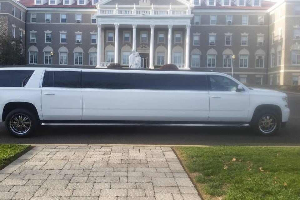 Limousine parked outside the venue
