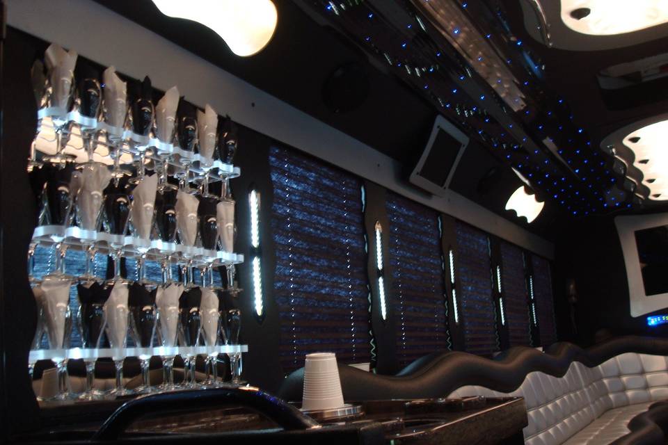 Bar inside the limo