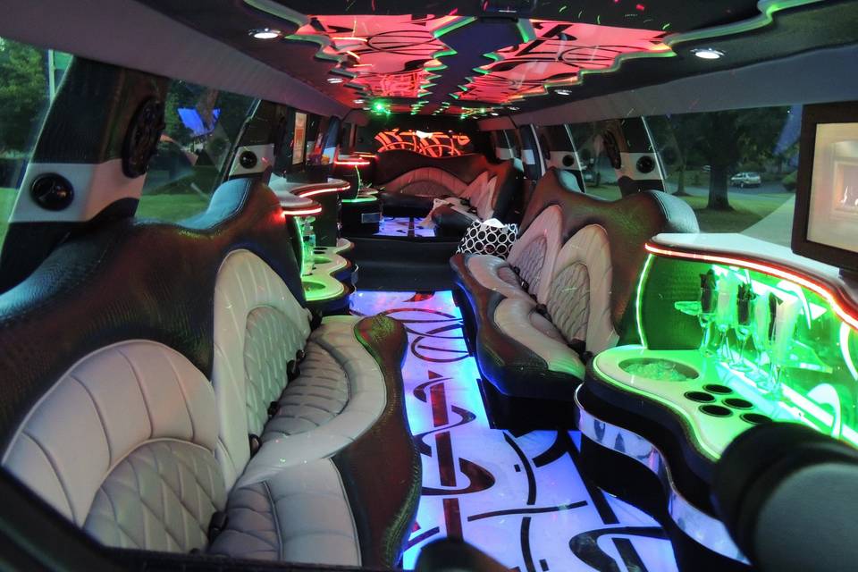 Neon lighting inside the limousine