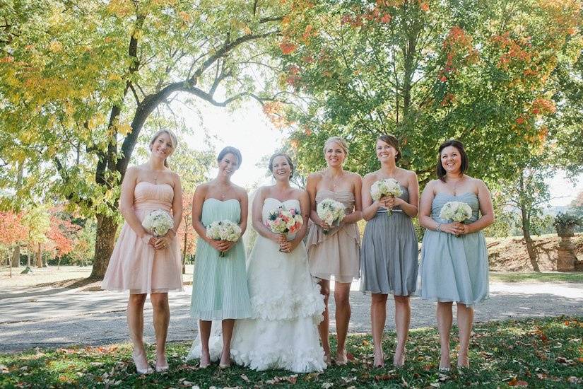 Bride with bridesmaids