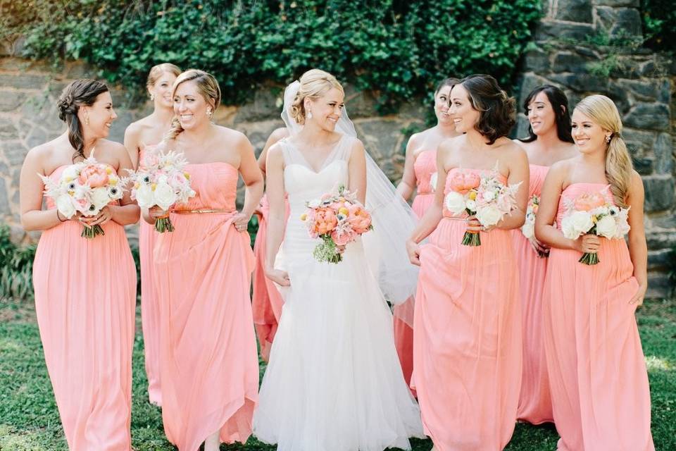 Bride with bridesmaids