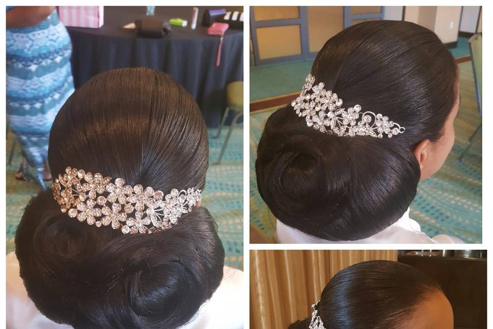 Neat updo with accessory