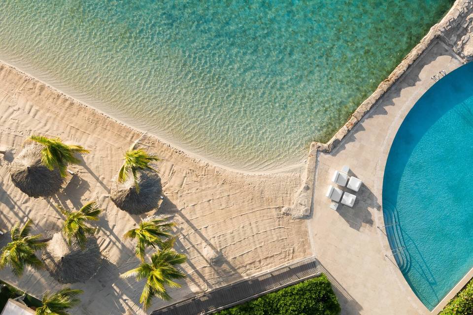 Beach and outdoor pool