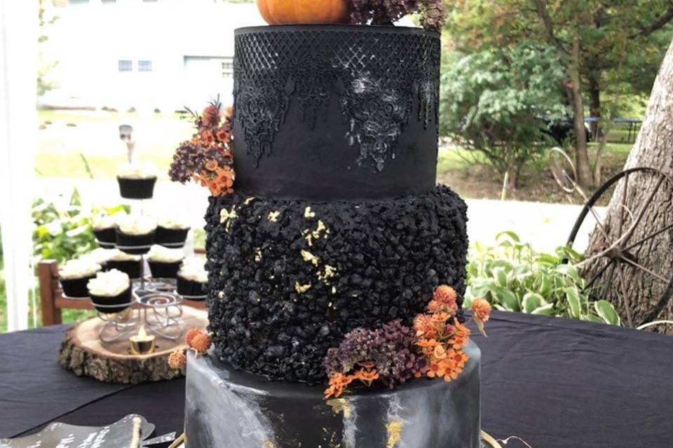 Fall-themed wedding cake