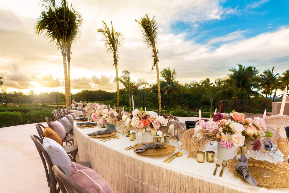 Tropical wedding reception