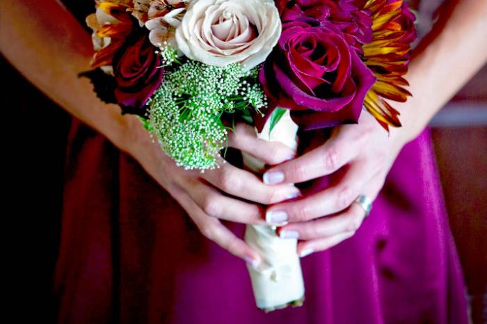 White and violet flowers