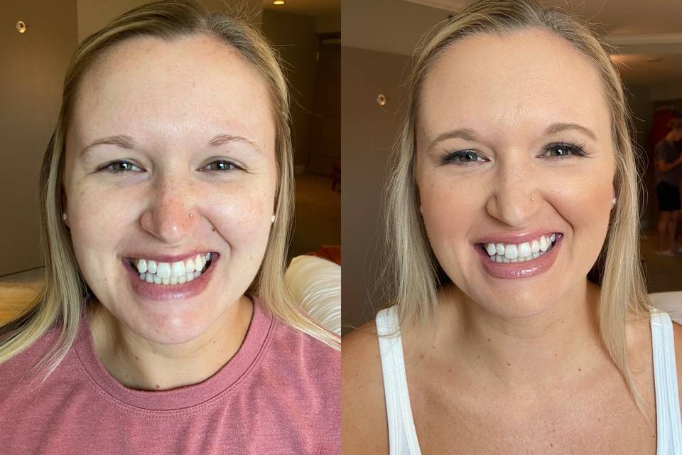 Natural glam before and after