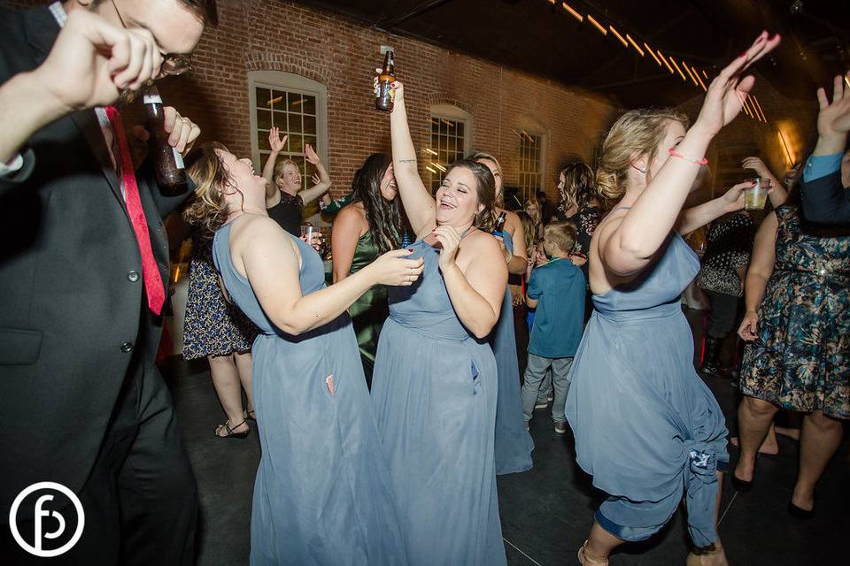 Bridesmaids on the dance floor