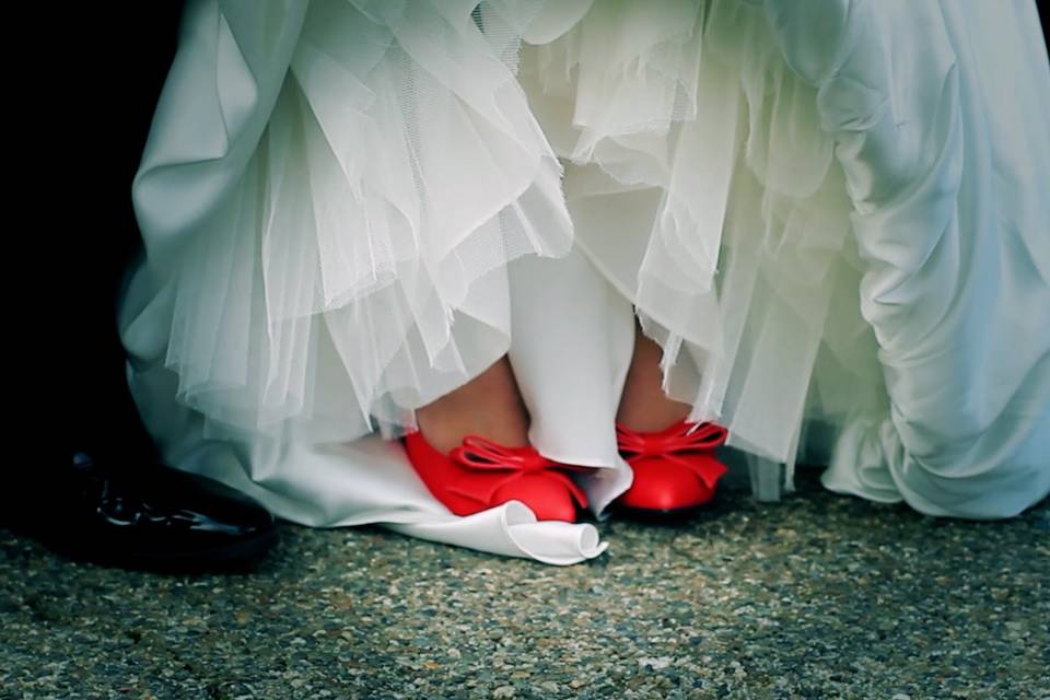 Vibrant red wedding shoes