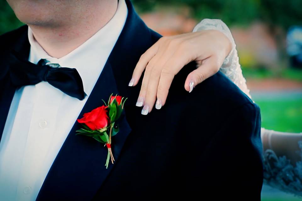 Red boutonniere
