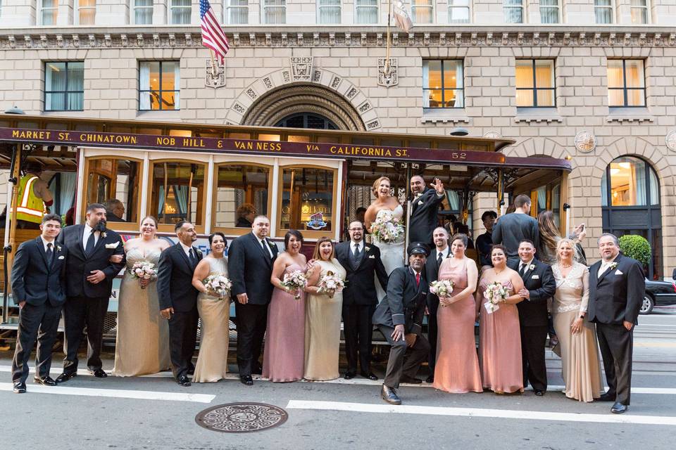 Trolly car wedding party