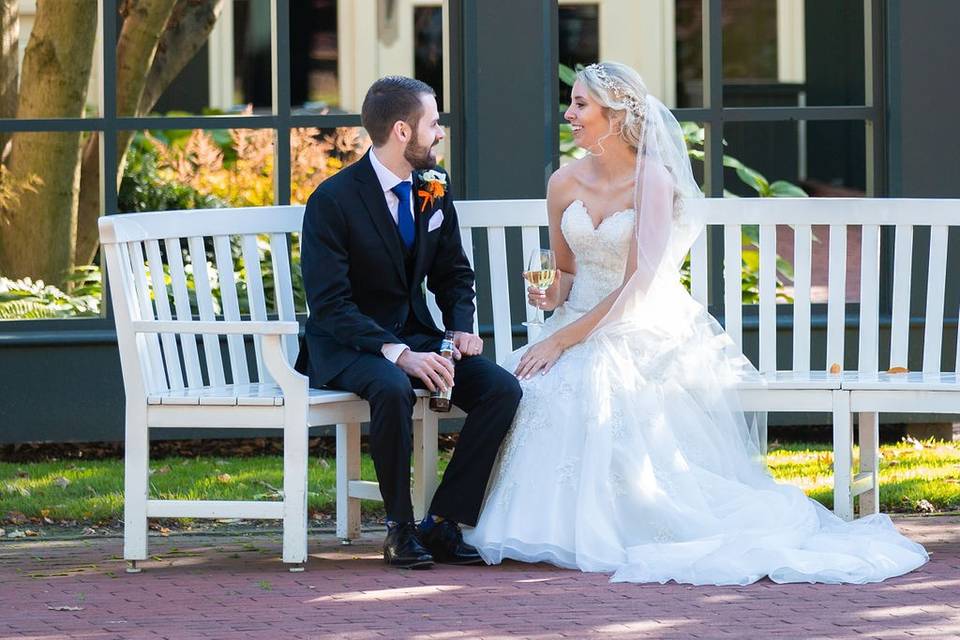 Candid bride and groom