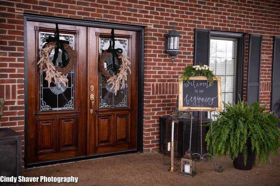 Front door of main barn