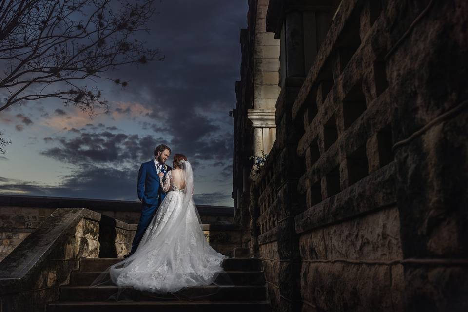 Blue hour wedding portraits