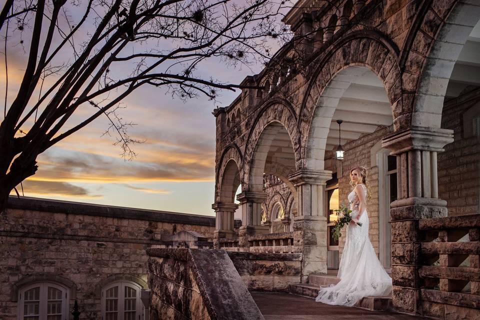 Bridal portrait during sunset