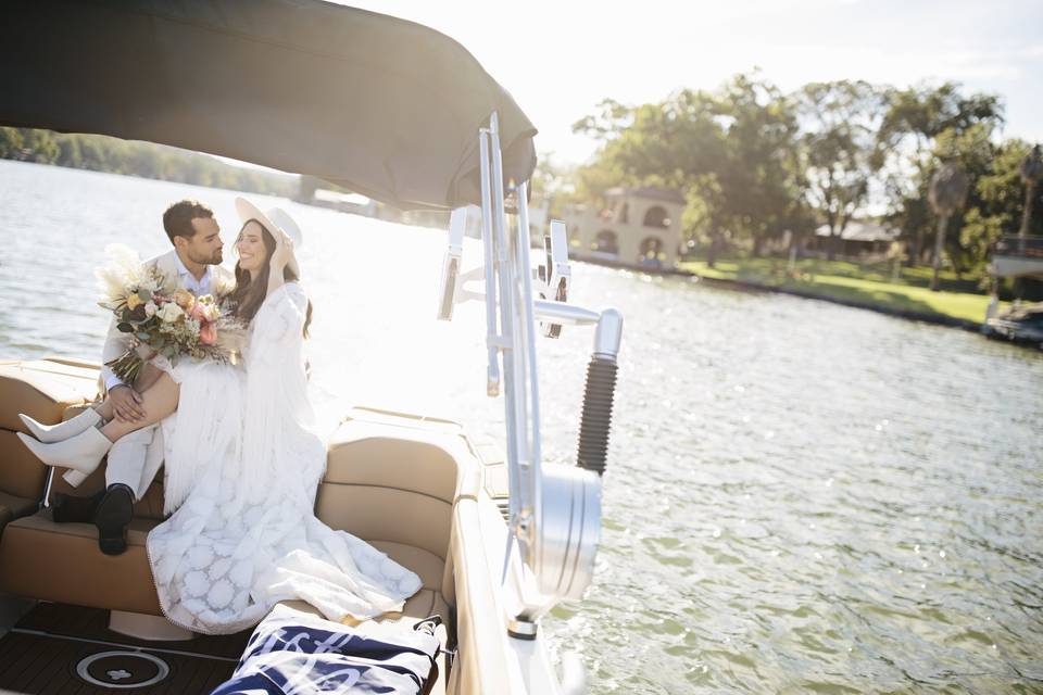 Wedding day boat ride
