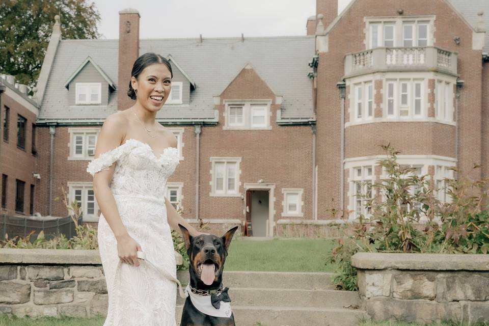 Bride and dog of honor