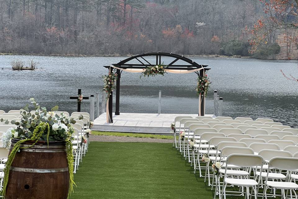 Pergola by the water.