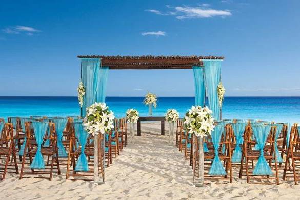 Beach wedding ceremony area