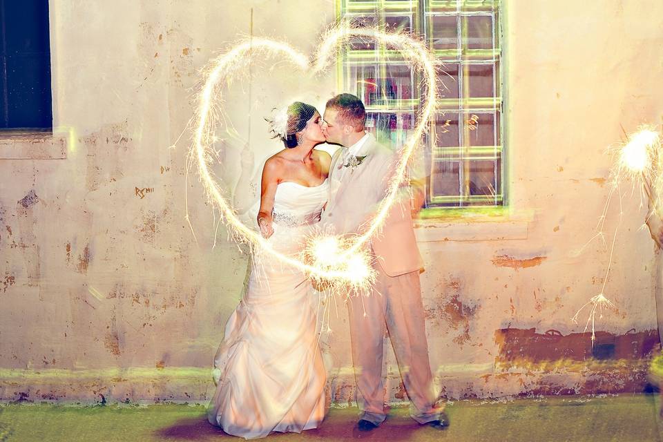 Light painting with the newlyweds