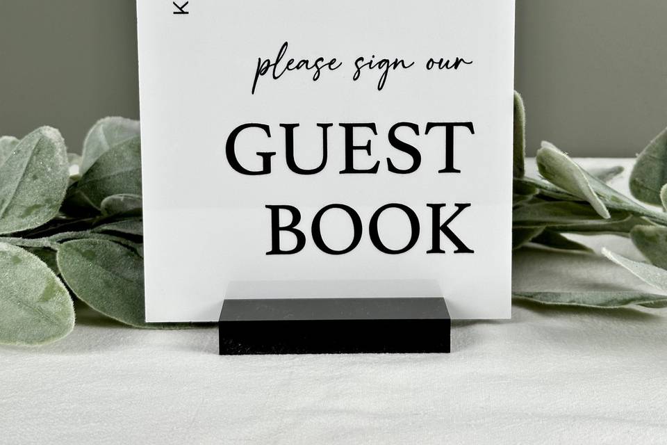 Guestbook sign on white