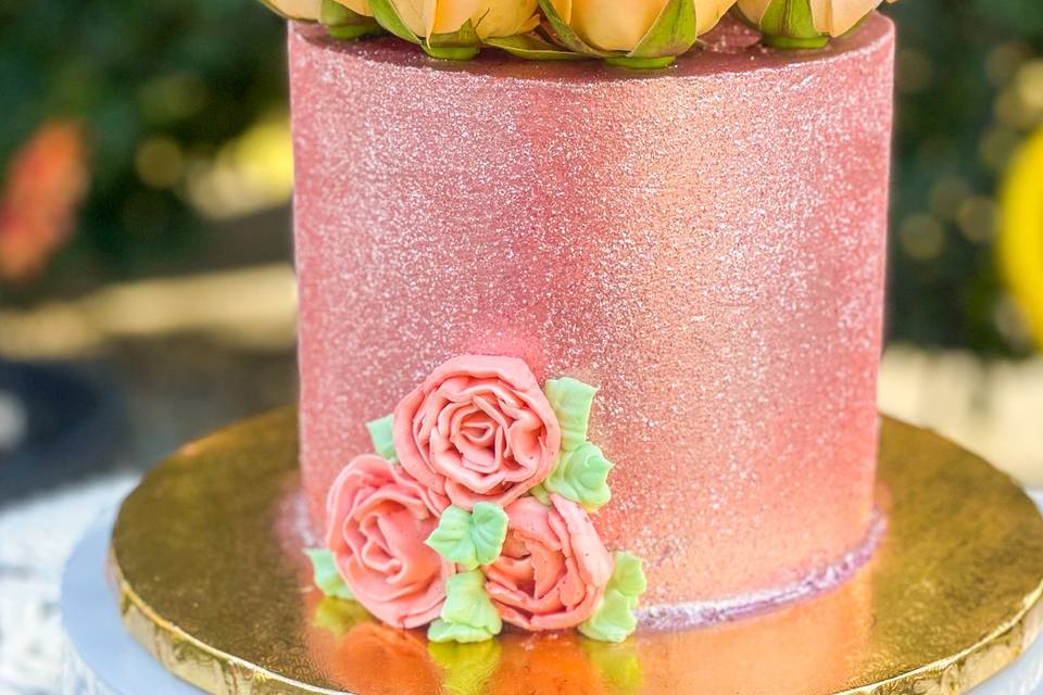 Rose Gold Glitter Cake