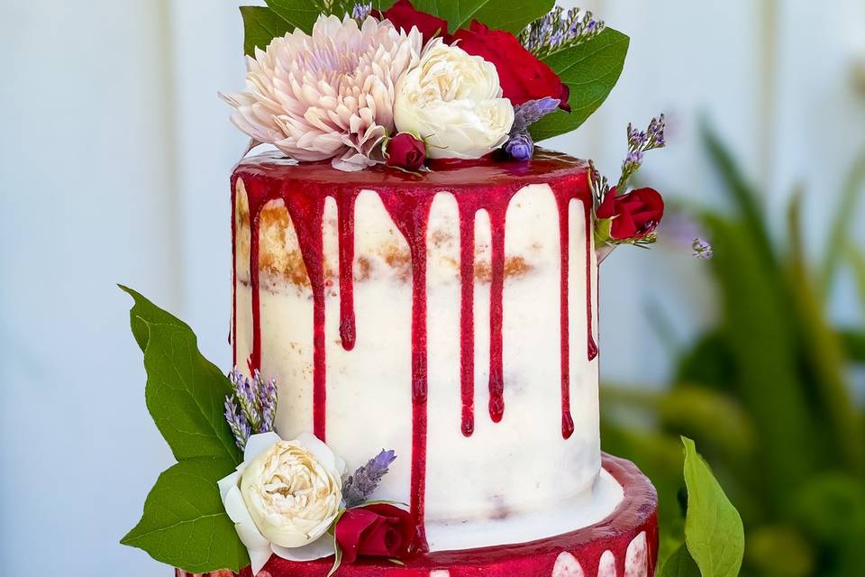 Red drip cake
