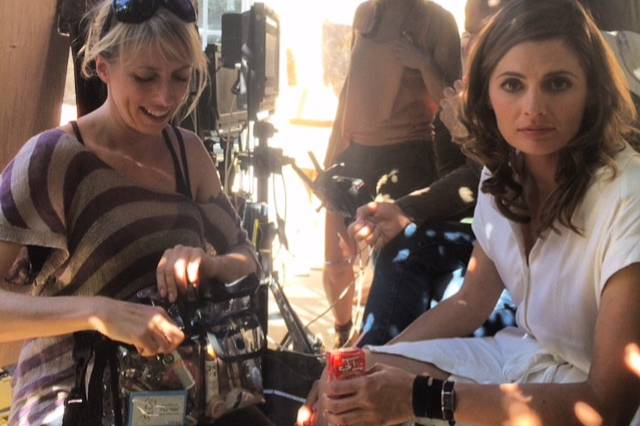 On set with Stana Katic