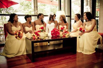 The bride with her bridesmaids