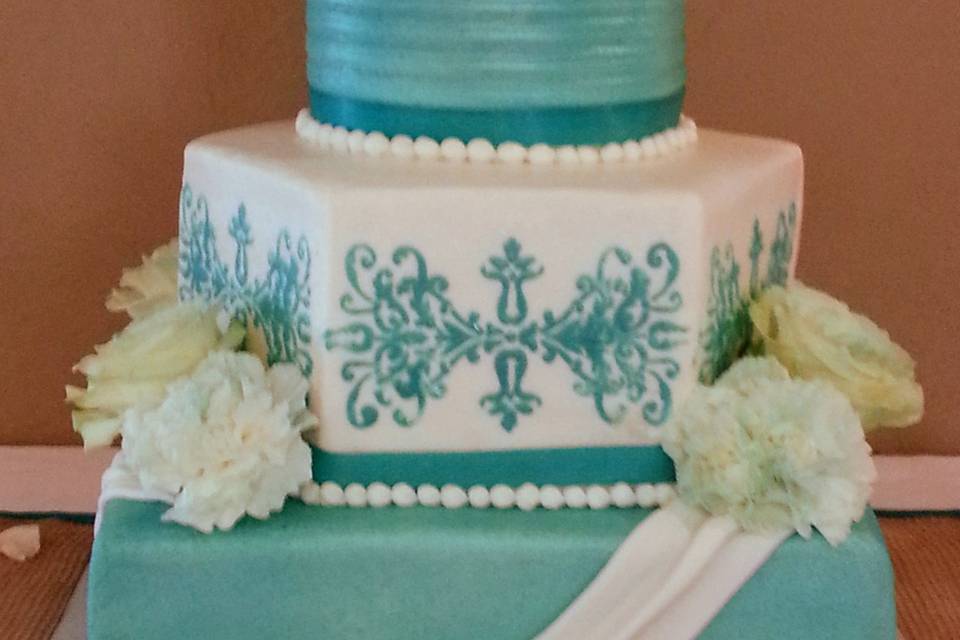 Teal and white