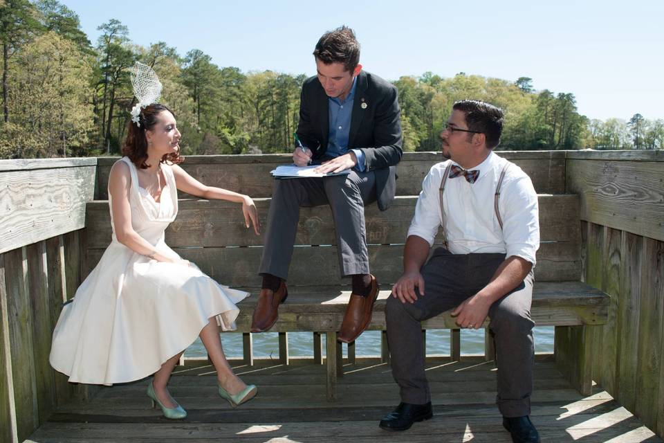 Officiant with the newlyweds