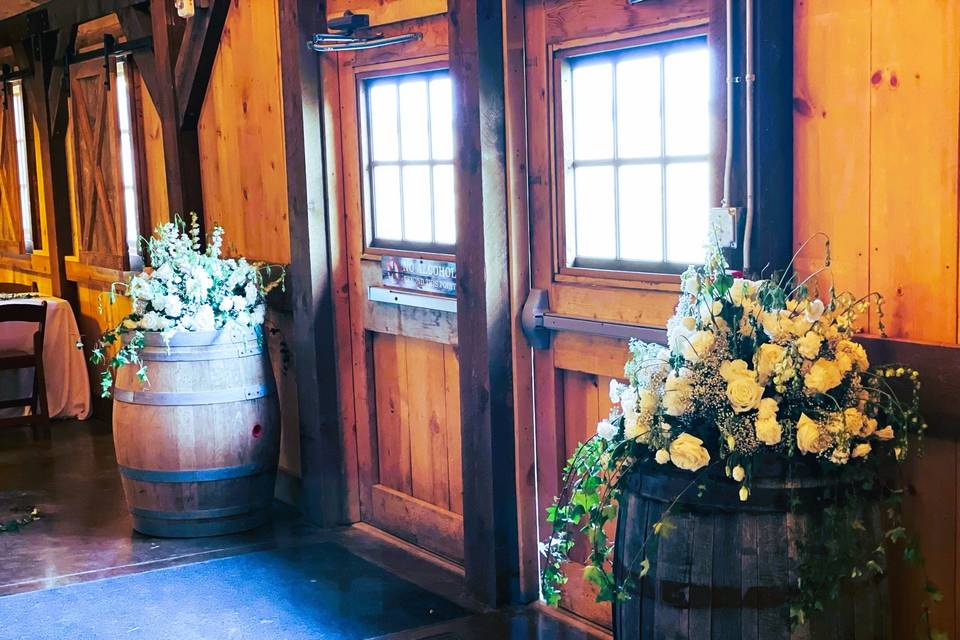 Wine Barrel Floral Arrangement