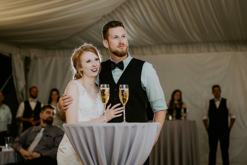 Couple during toasts