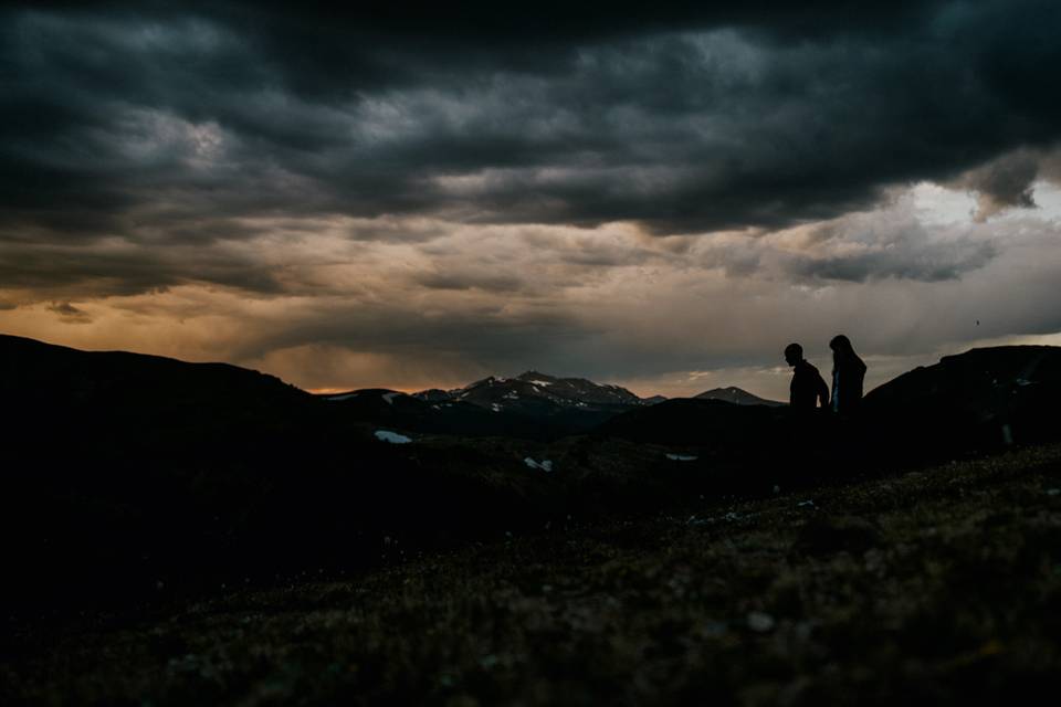 Couple holding hands in wild